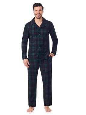 Cuddl Duds Mens Plaid Pajama Set Green Size M Preppy Winter Fall Flannel Coastal